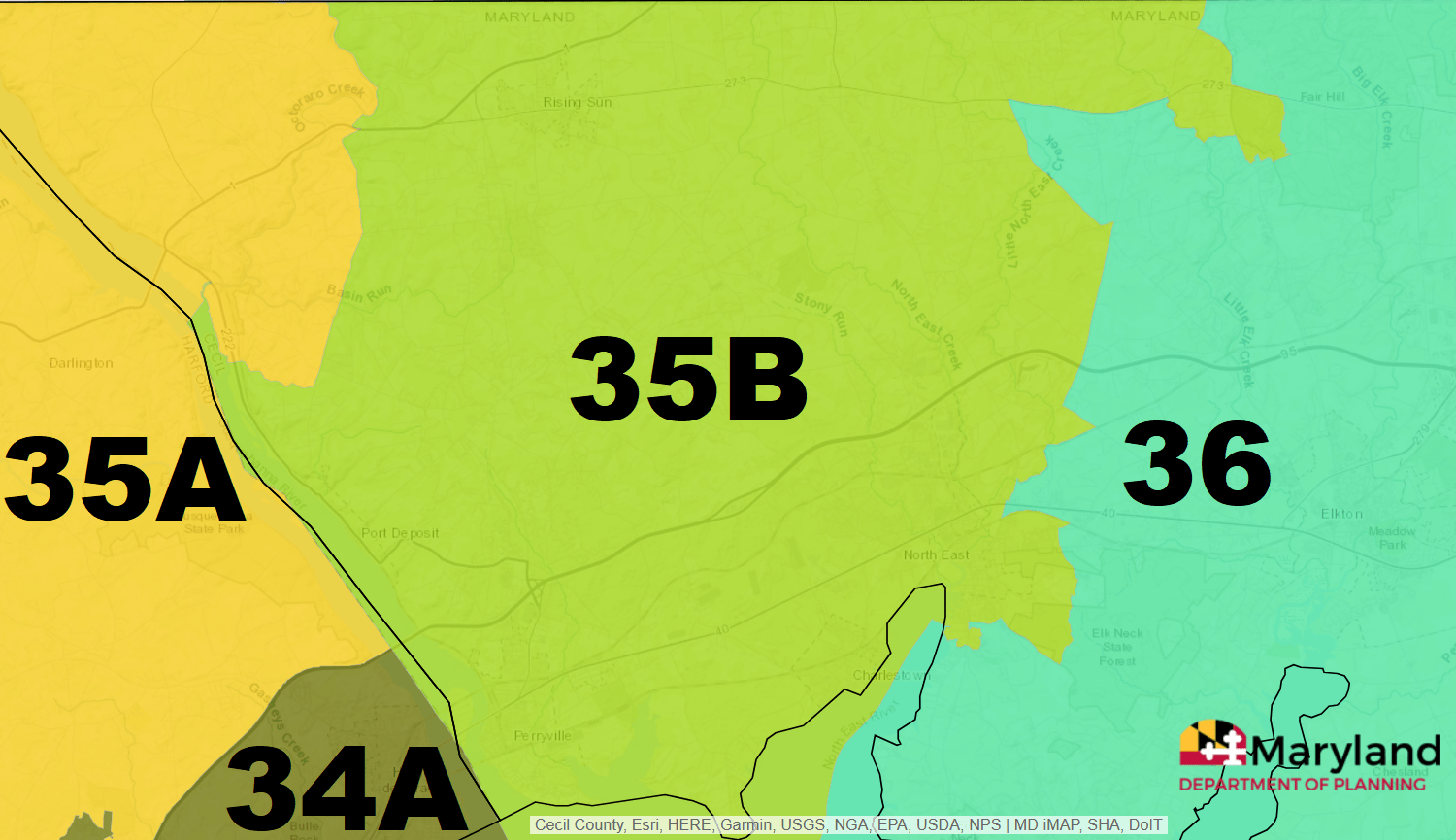 Map of Maryland House District 35B in Cecil County