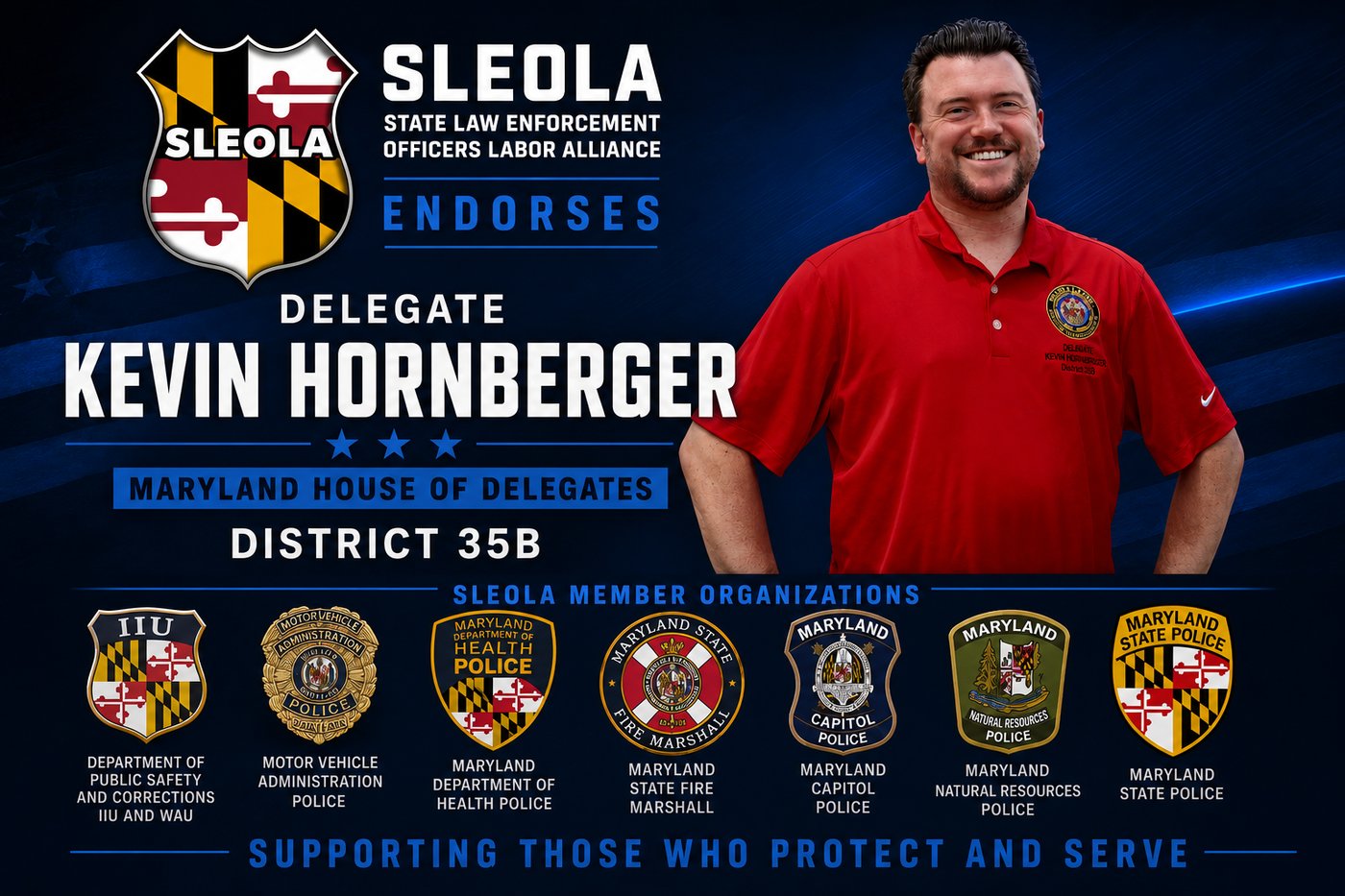 SLEOLA — State Law Enforcement Officers Labor Alliance — endorses Delegate Kevin Hornberger